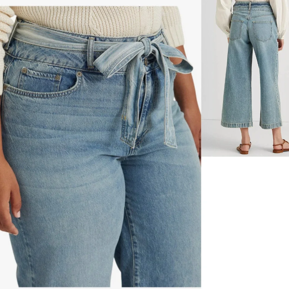 Lauren Ralph Lauren Cropped Wide-Leg Jeans Curvy Plus Size NWT Sz 18W - Picture 3 of 6